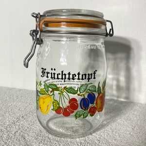 Vintage Hand Crafted Le Parfait Glass Jar W Fruit Print Früchtetopf Jar